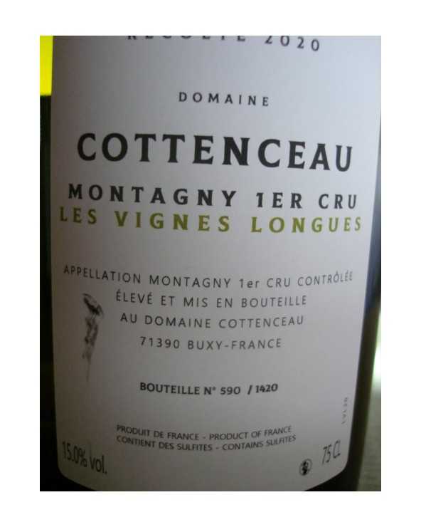 MONTAGNY 1er CRU LES VIGNES LONGUES 2020 MAXIME COTTENCEAU